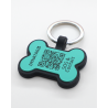 Swiss silicone dog tag with emergency contacts and health information.