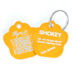 SOS Tiermarke Aluminium Pfote mit QR-Code & Lasergravur personalisiert