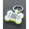 Hundemarke mit QR-Code und Lasergravur Knochen fluoreszierendem Silikon - Individuell gravierbar und Schweizer Datenplattform