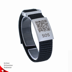 SOS Notfallarmband mit QR-Code aus Textil – Medizinisches Armband