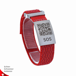 SOS Notfallarmband mit QR-Code aus Textil – Medizinisches Armband