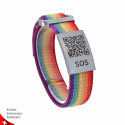 SOS Notfallarmband mit QR-Code aus Textil – Medizinisches Armband