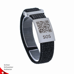 SOS Notfallarmband mit QR-Code aus Textil – Medizinisches Armband