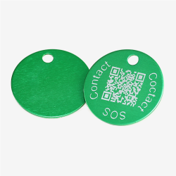 Round Aluminum QR Code Pet ID Tag – Connected to Swiss Data Platform
