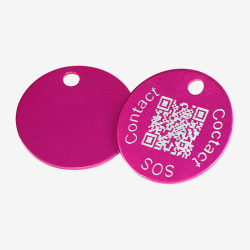 Round Aluminum QR Code Pet ID Tag – Connected to Swiss Data Platform