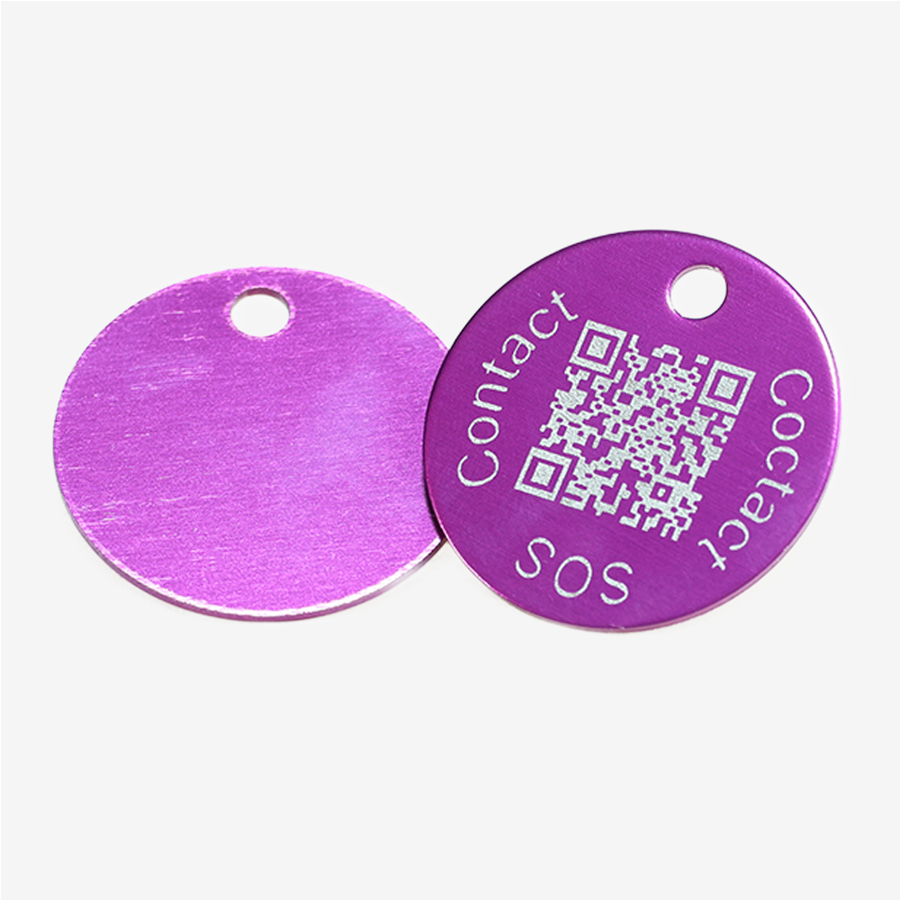 Tiermarke mit QR-Code Rund aus Aluminium - Schweizer Datenplattform