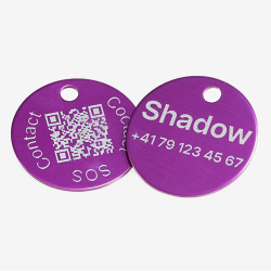 Medaglietta rotonda in alluminio con QR e incisione laser – piattaforma svizzera