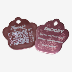 SOS Pet Tag Aluminium Paw with QR Code & Laser Engraving Personalized