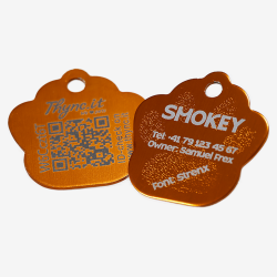 SOS Pet Tag Aluminium Paw with QR Code & Laser Engraving Personalized