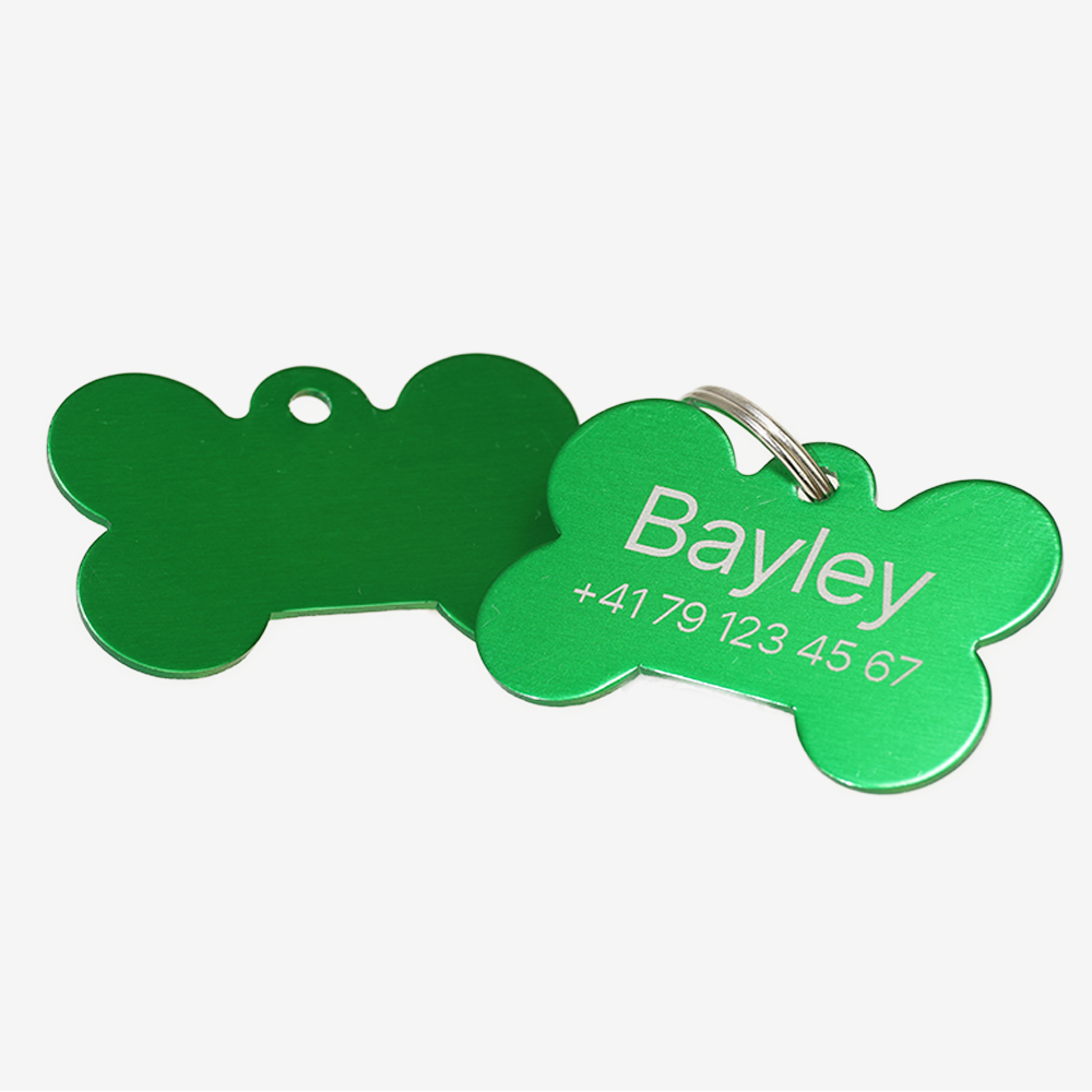 Custom Engraved Bone-Shaped Aluminum Pet ID Tag – Personalized Dog Name Tag