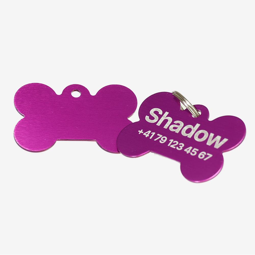 Custom Engraved Bone-Shaped Aluminum Pet ID Tag – Personalized Dog Name Tag