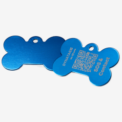 Médaille pour chien en aluminium en forme d’os avec code QR – plateforme de données suisse