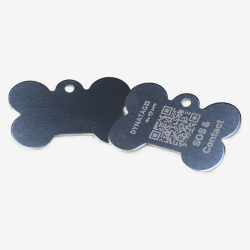 Pet Tag "Bone" Aluminium with QR Code for Dogs and Cats