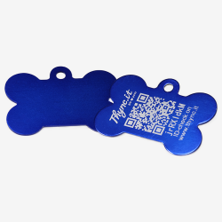 Médaille pour chien en aluminium en forme d’os avec code QR – plateforme de données suisse