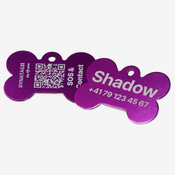 SOS Pet Tag Aluminium Bone with QR Code & Laser Engraving Personalized