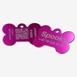 SOS Pet Tag Aluminium Bone with QR Code & Laser Engraving Personalized
