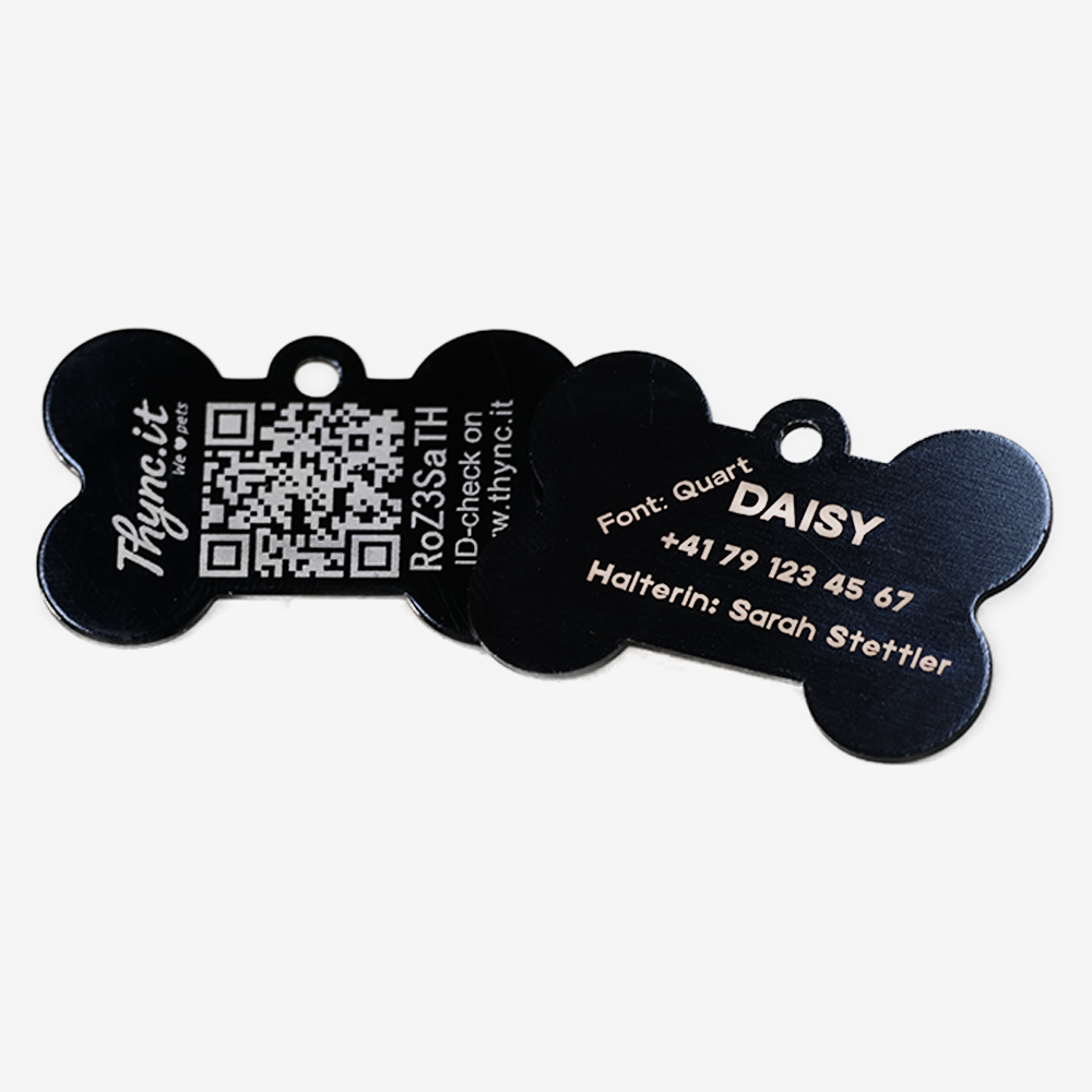 SOS Pet Tag Aluminium Bone with QR Code & Laser Engraving Personalized