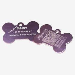 SOS Pet Tag Aluminium Bone with QR Code & Laser Engraving Personalized