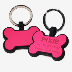 Médaille en silicone en forme d’os avec gravure laser – personnalisable