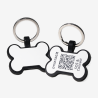 Swiss silicone dog tag with emergency contacts and health information.
