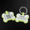 Hundemarke mit QR-Code und Lasergravur Knochen fluoreszierendem Silikon - Individuell gravierbar und Schweizer Datenplattform