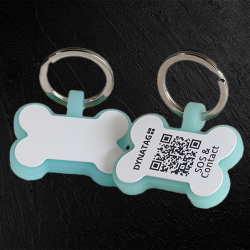 Médaille pour chien en silicone fluorescent en forme d’os avec code QR – plateforme de données suisse