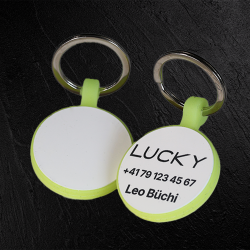 Médaille ronde Glow en silicone avec gravure laser – personnalisable