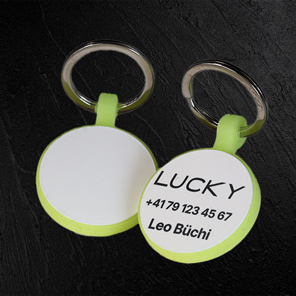 Glow-Edition Personalized SOS Pet Tag  Round Shape in Silicone with Laser Engraving