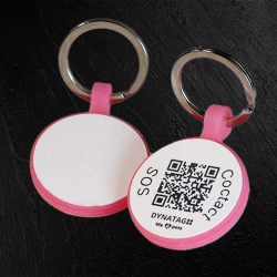 Médaille ronde pour animal en silicone fluorescent avec code QR – plateforme de données suisse