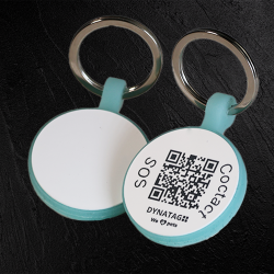 Médaille ronde pour animal en silicone fluorescent avec code QR – plateforme de données suisse