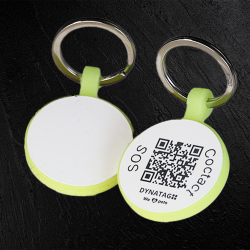 Médaille ronde pour animal en silicone fluorescent avec code QR – plateforme de données suisse