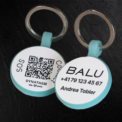 Glow Edition Personalized SOS Pet Tag Round Shape in Silicone with QR Code and Laser Engraving - Swiss Data Platform