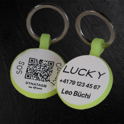 Médaille ronde Glow en silicone avec QR code & gravure laser – plateforme suisse