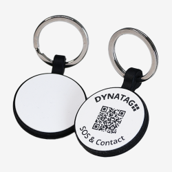 Tiermarke mit QR-Code in runder Form aus Silikon – Schweizer Datenplattform