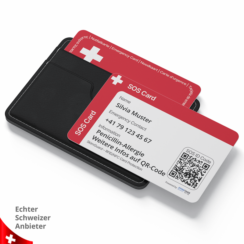 SOS Emergency Bracelet Silicone Black – QR Code & Swiss Data Platform