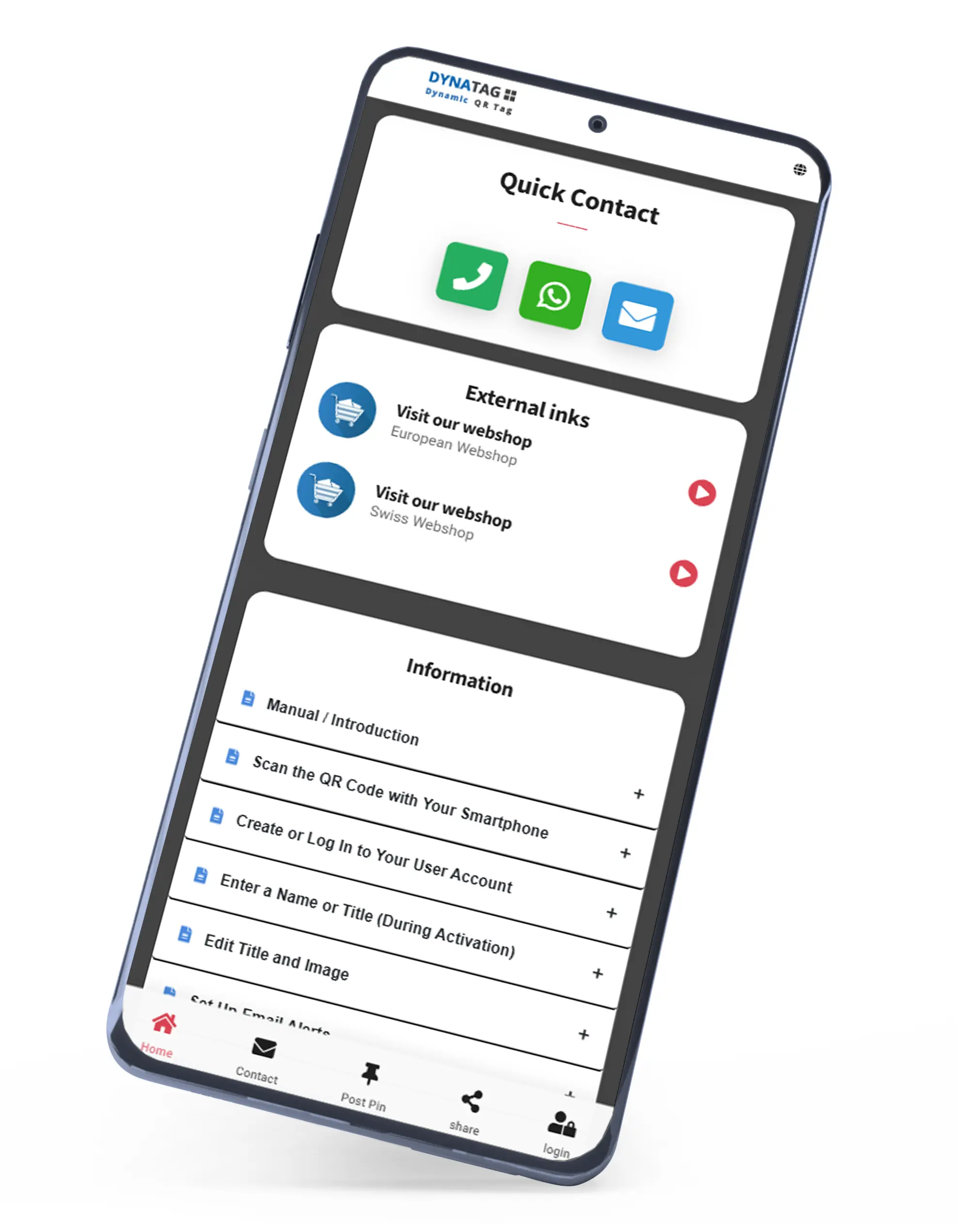 Online instructions for the QR Code Key Tag on a smartphone