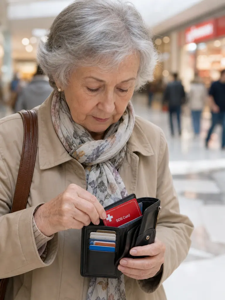 Correct gebruik van de SOS-noodkaart met QR-code en passieve SkimGuard-afscherming